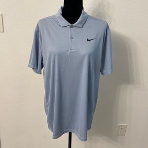 Nike Baby Blue 2 Button Dri Fit Polo Size Large 100% Polyester Made in Vietnam